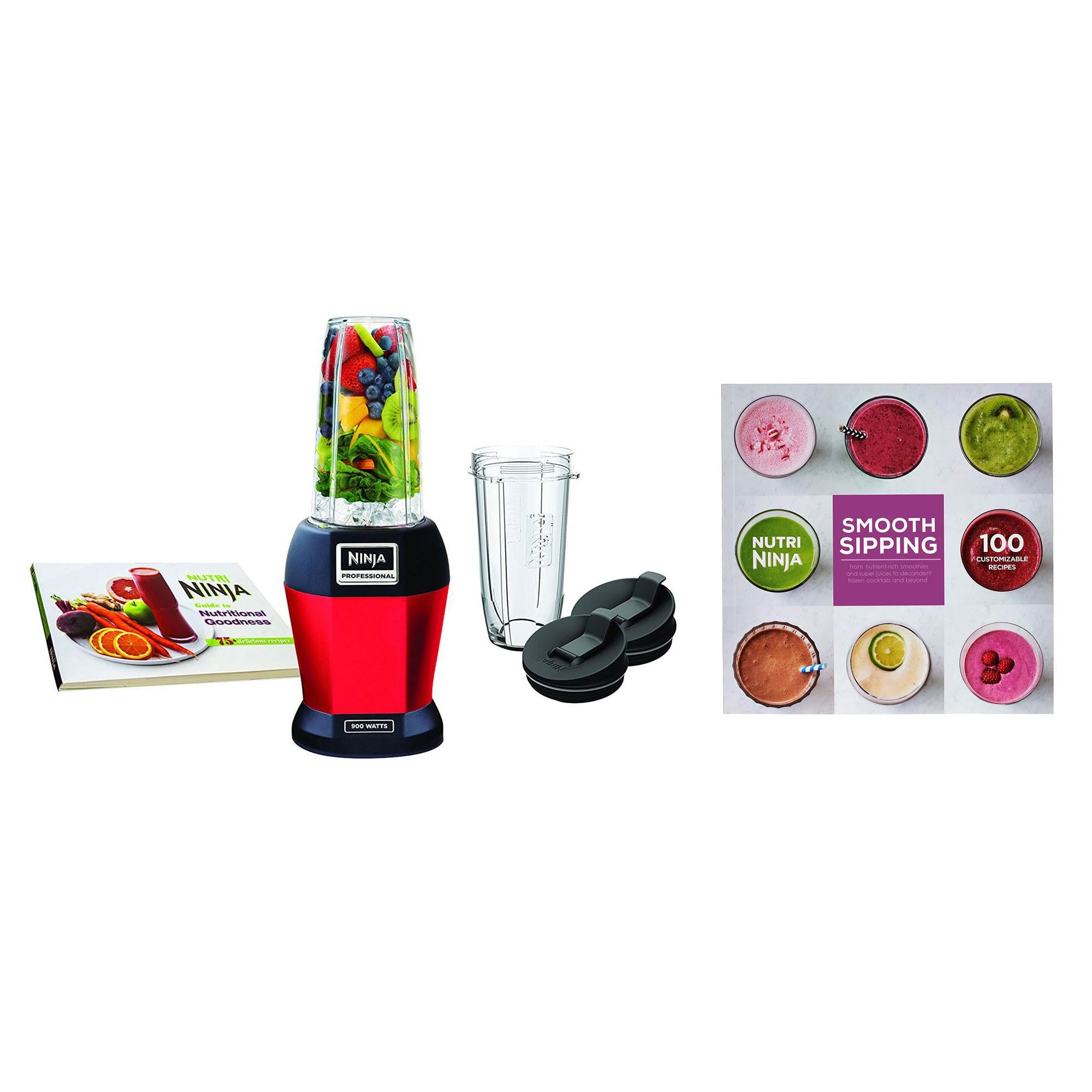Nutri Ninja BL456 900W Professional Smoothie Blender w/ Cups, Red & 100 Recipes