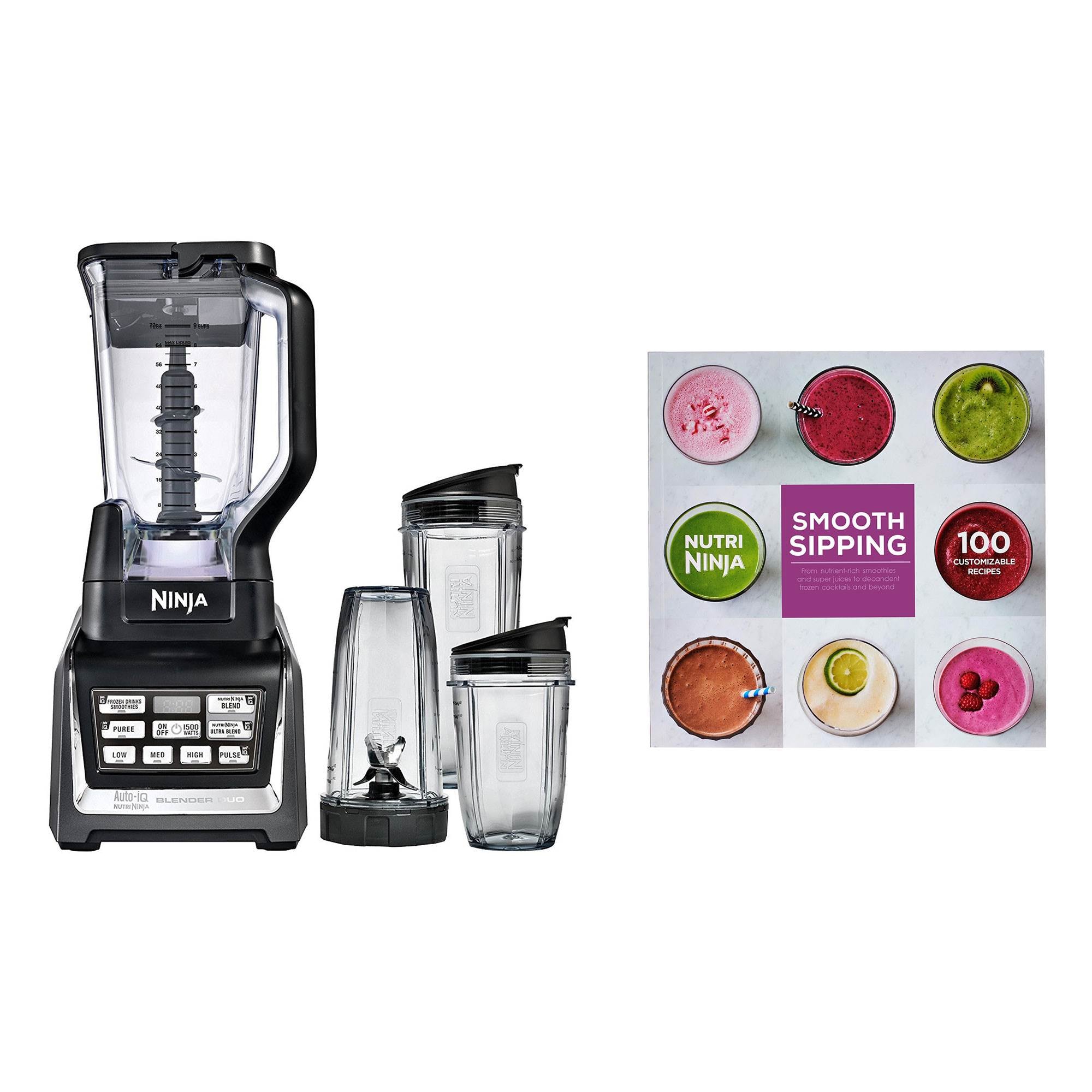 Ninja 1500 Watt 72 Ounce Auto-iQ Duo Blender & Cups with Recipe Guide