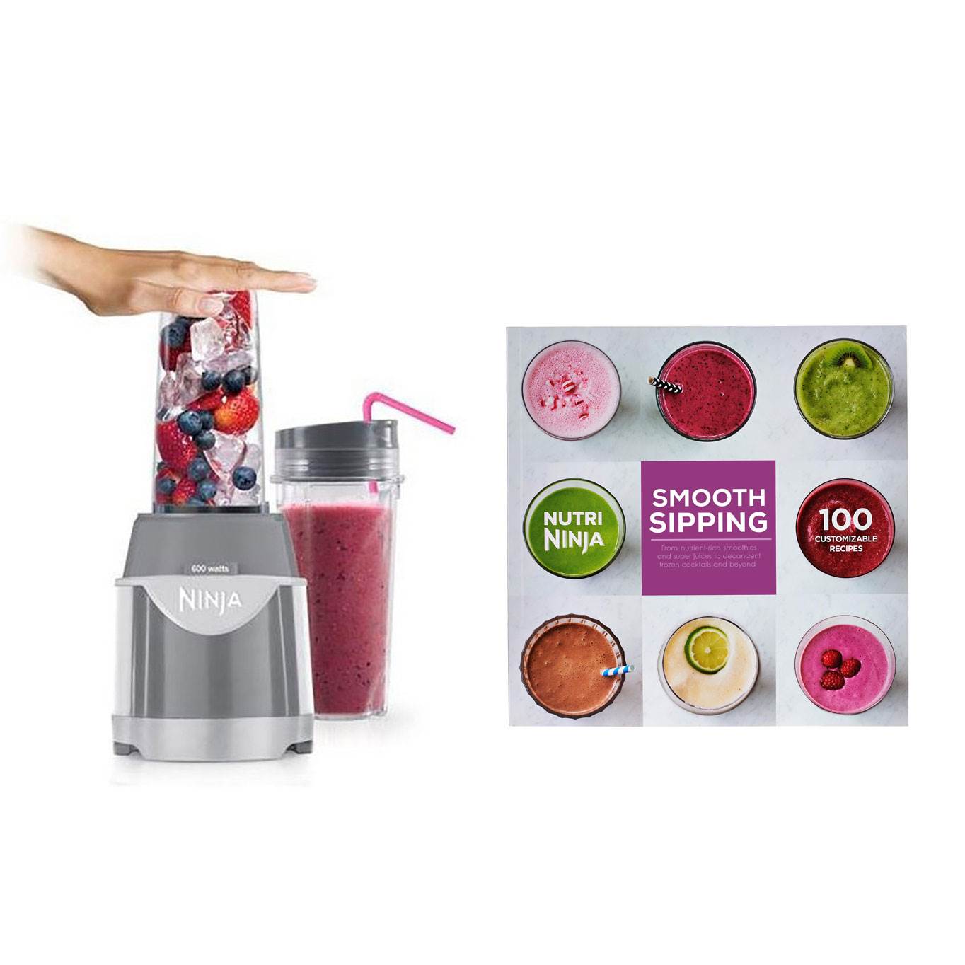 Ninja Professional Single Serve Smoothie Mixer Blender System w/ 100 Recipe Book