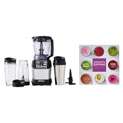 Ninja Auto-IQ Nutri Ninja 40 Ounce Compact Blender System with 100 Recipe Book