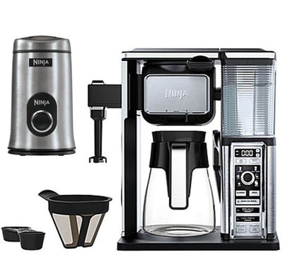 Ninja Coffee Bar Brewer Glass Carafe System & Frother & Push Button Bean Grinder