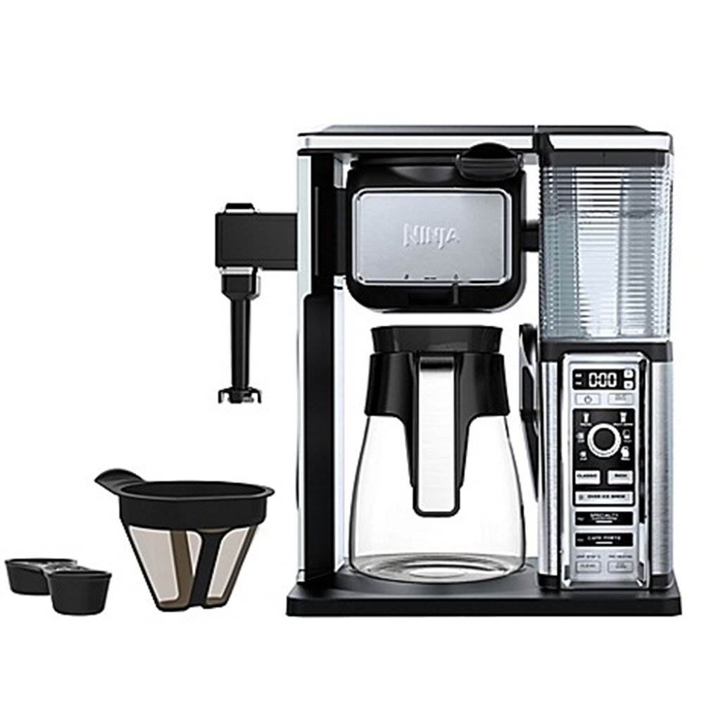 Ninja Coffee Bar Brewer Glass Carafe System & Frother & Push Button Bean Grinder