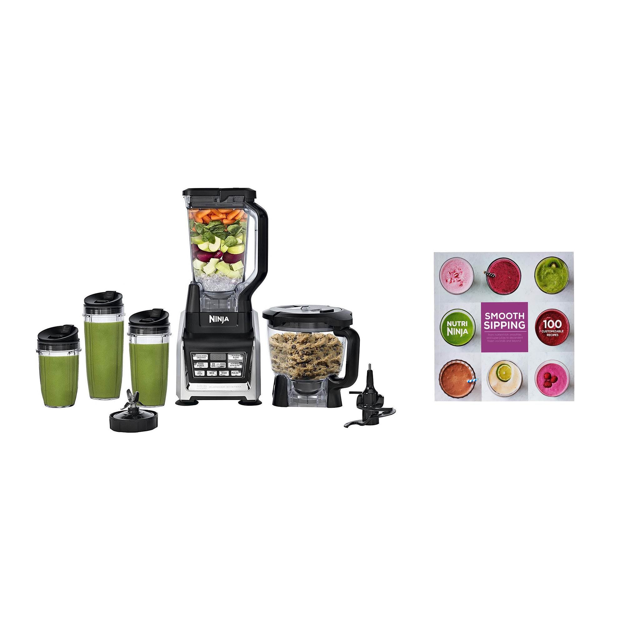 Nutri Ninja Auto IQ Professional Food Processor Blender System with Recipe Book