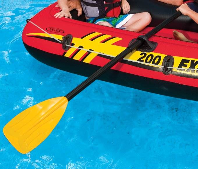 Intex Oasis Island 5-Person Inflatable Floating Lounge Raft & 48" Oars (2 Sets) - VMInnovations