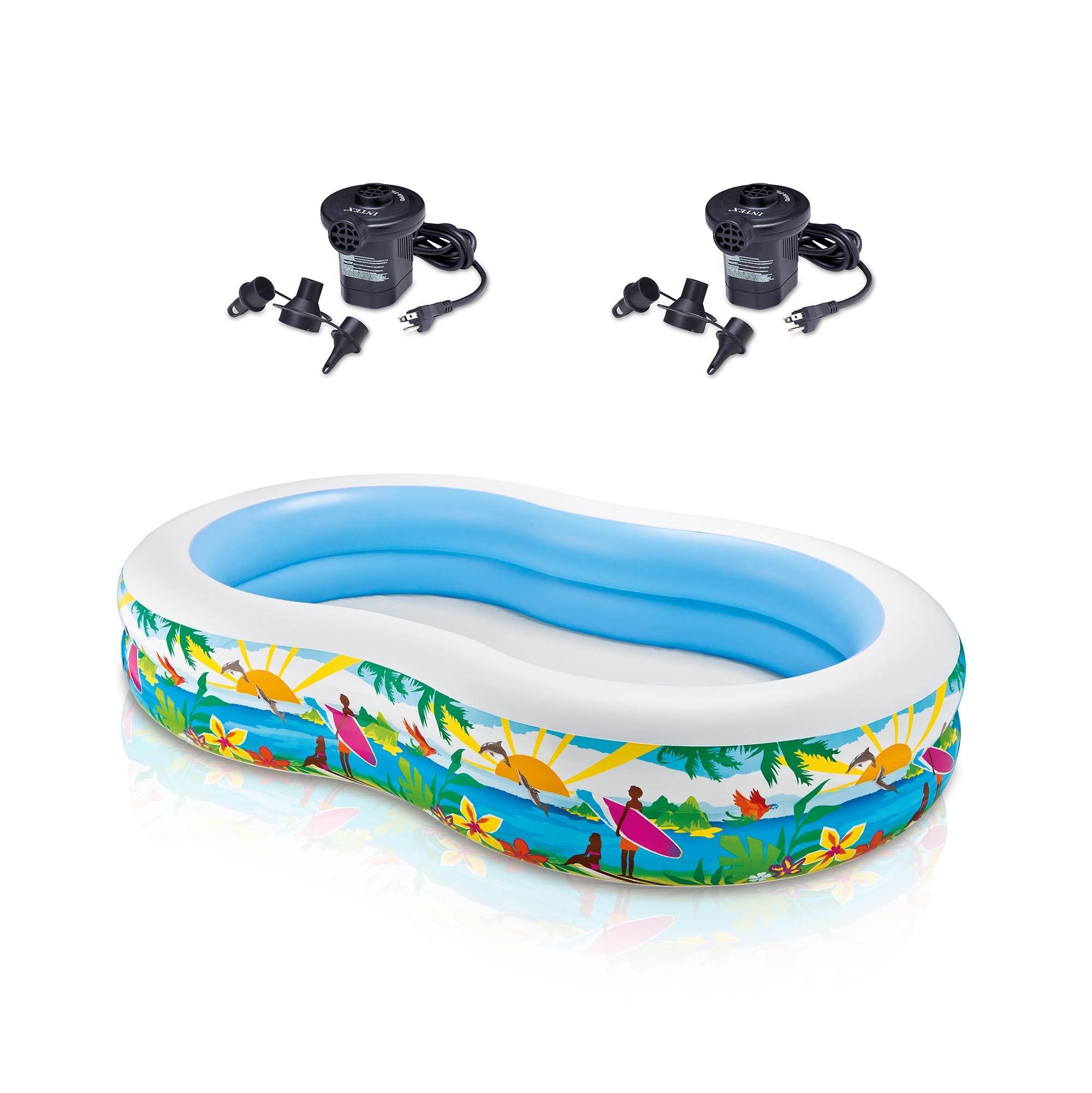 Intex 103" x 36" x 18" Swim Center Paradise Seaside Kiddie Pool & Pumps (2 Pack)