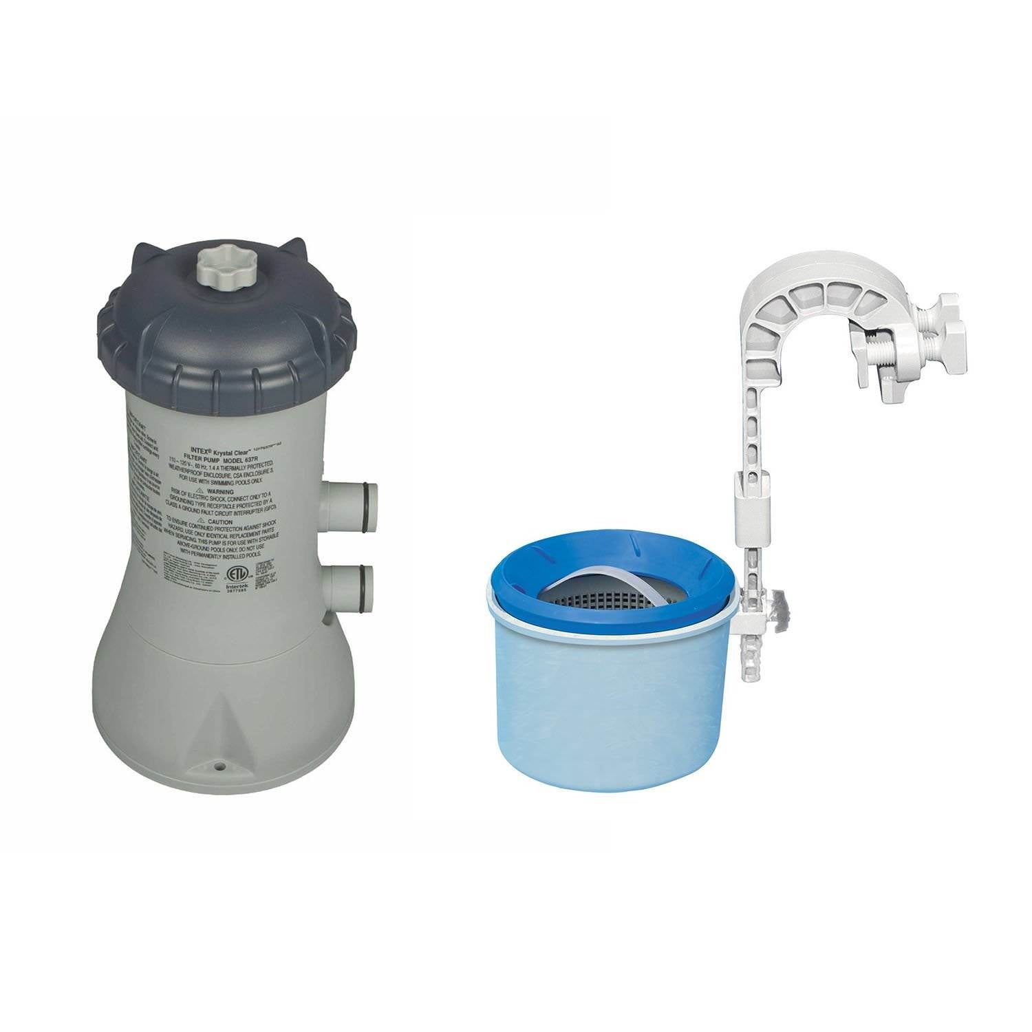 Intex 1000 GPH Easy Set Pool Filter Pump System & Wall Mount Automatic Skimmer - VMInnovations