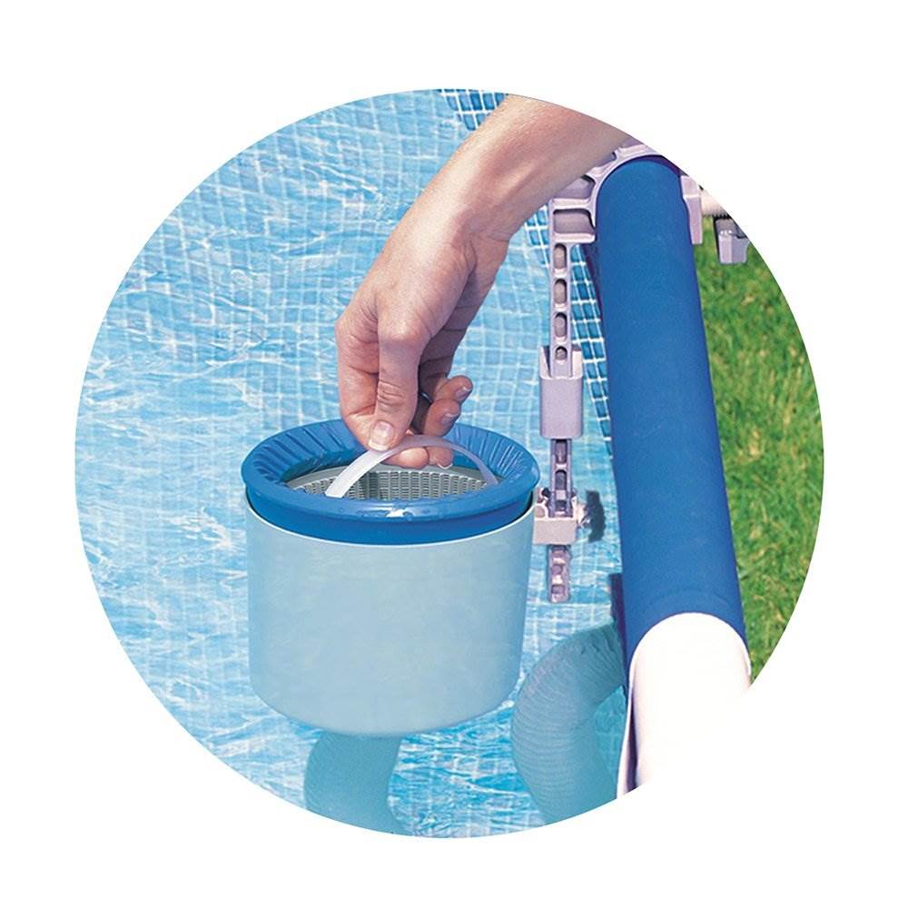 Intex 1000 GPH Easy Set Pool Filter Pump System & Wall Mount Automatic Skimmer
