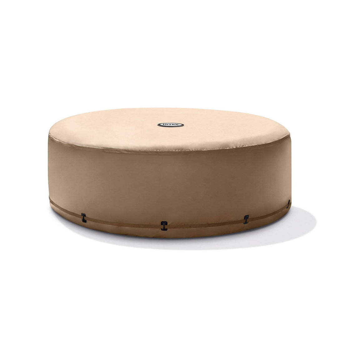 Intex 28523E Round PureSpa Energy Efficient Spa Hot Tub Replacement Cover, Tan