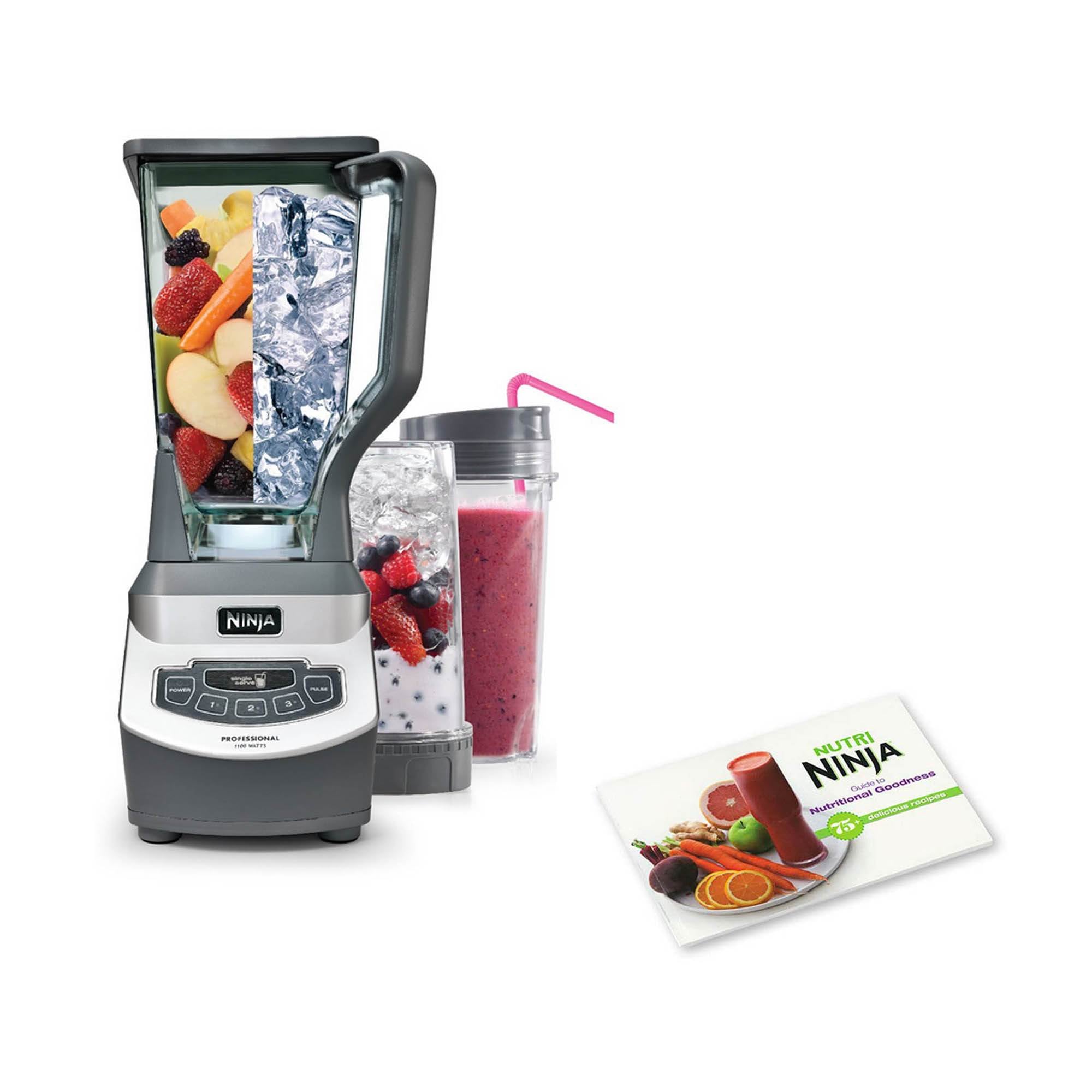 Ninja Professional 1100W Blender w/ Single Serve Cups & Nutritional Cook Book
