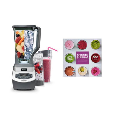 Ninja Professional 1100W Blender w/ Single Serve Cups & Ninja 100 Recipe Book