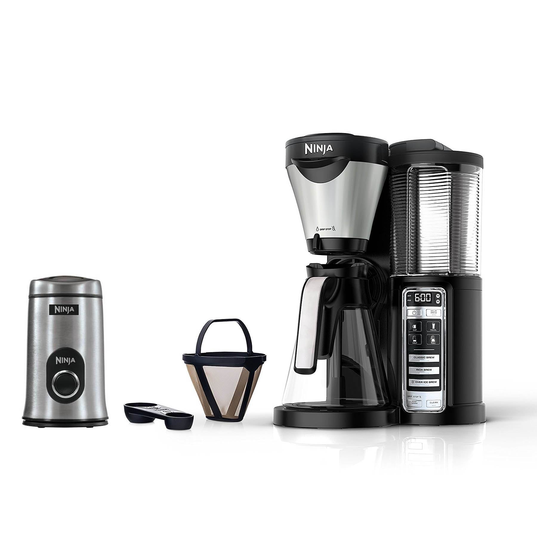 Ninja Auto-IQ 1-Touch Coffee Maker Brewer with Carafe & Push-Button Bean Grinder