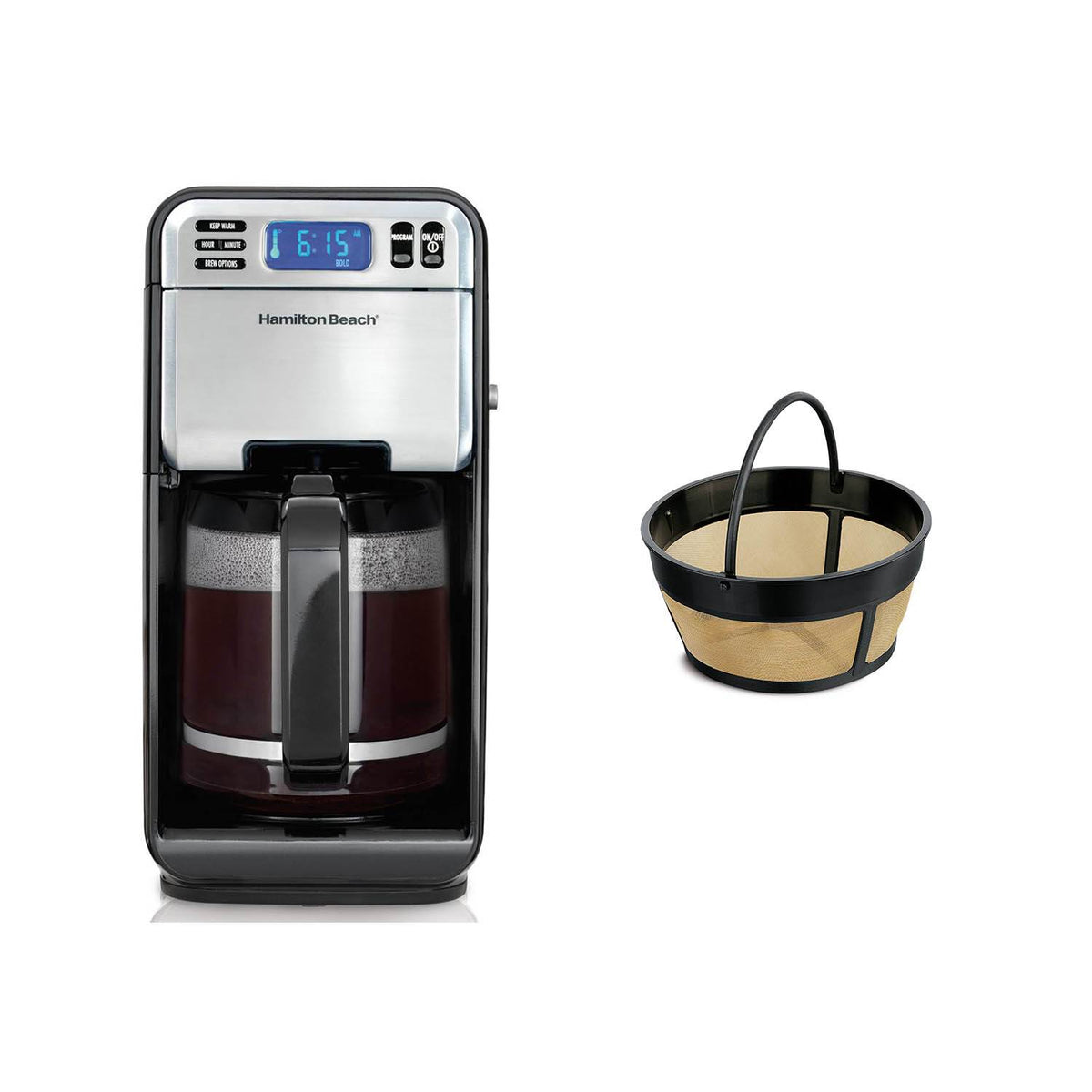 Hamilton Beach 12-Cup Coffee Maker & 8-12 Cup Cupcake Permanent Coffee Filter