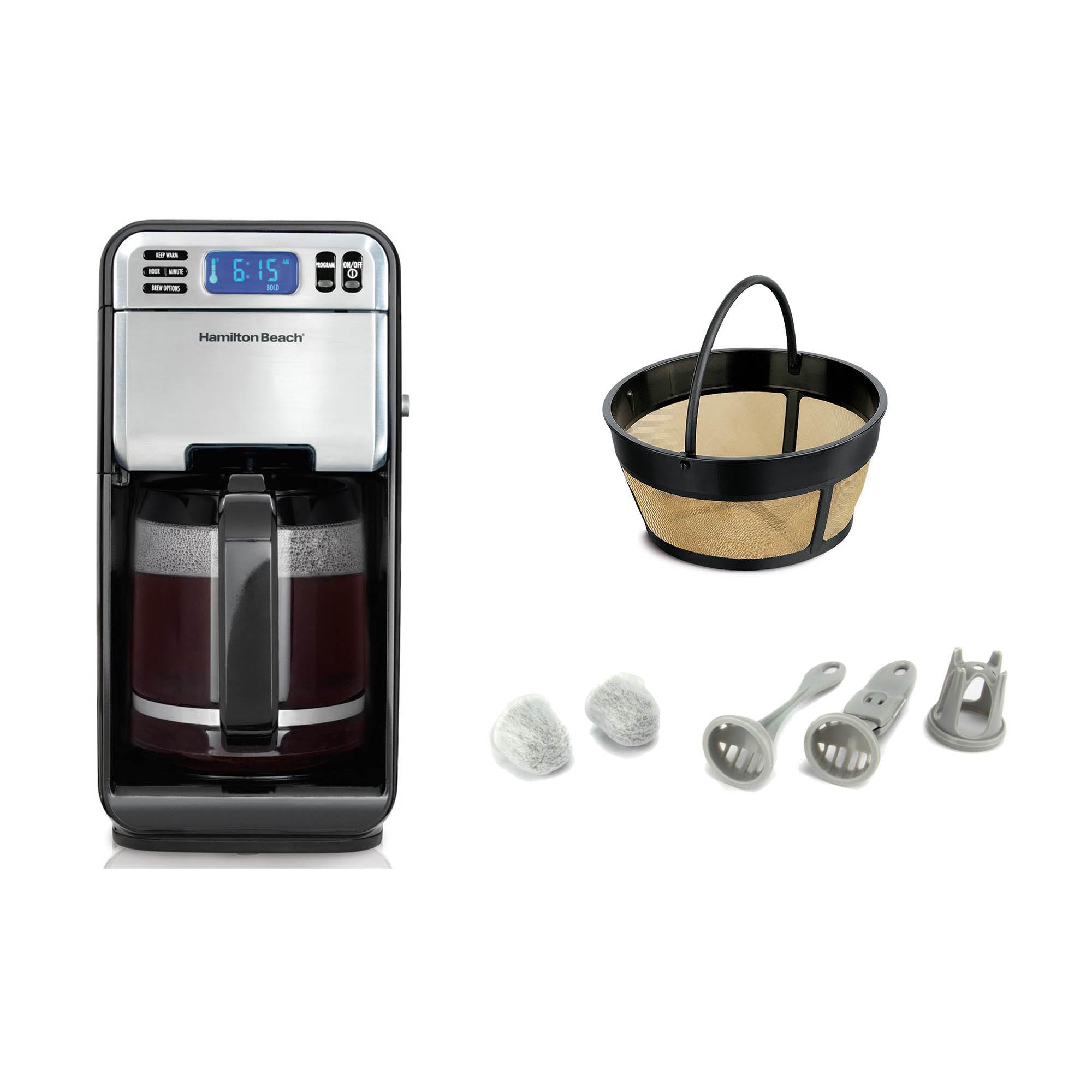 Hamilton Beach 12-Cup Coffee Maker Machine with Permanent Filter & Water Filters
