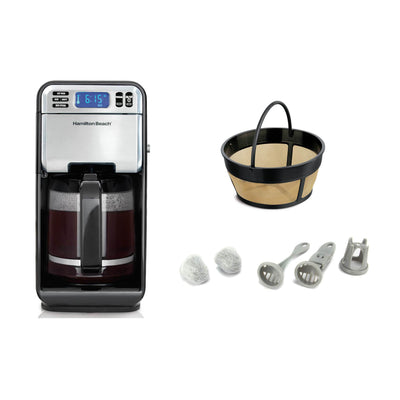 Hamilton Beach 12-Cup Coffee Maker Machine with Permanent Filter & Water Filters