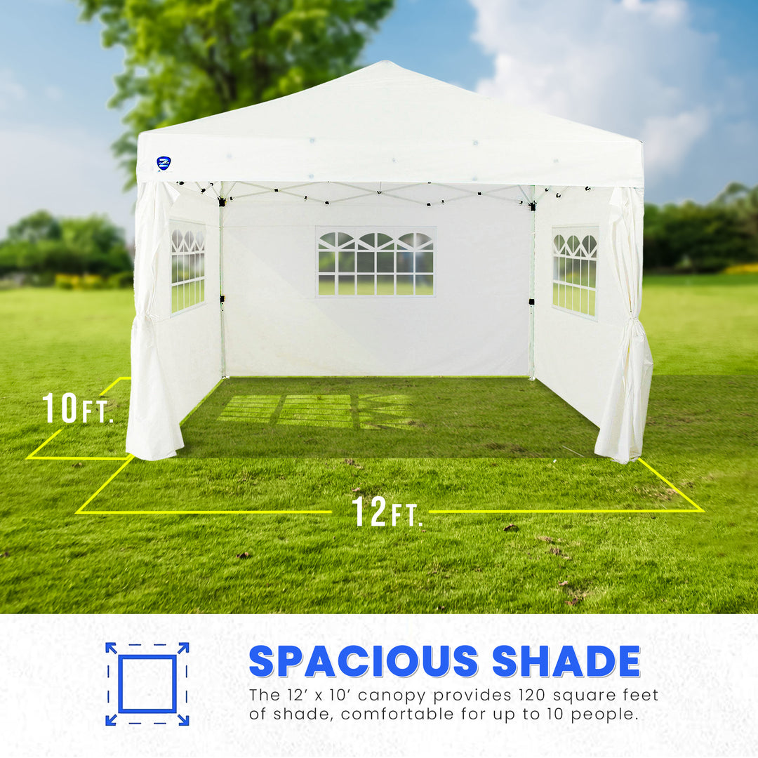 Z Shade Venture 12 x 10 Foot Lawn Garden Event Outdoor Pop Up Canopy Tent, White