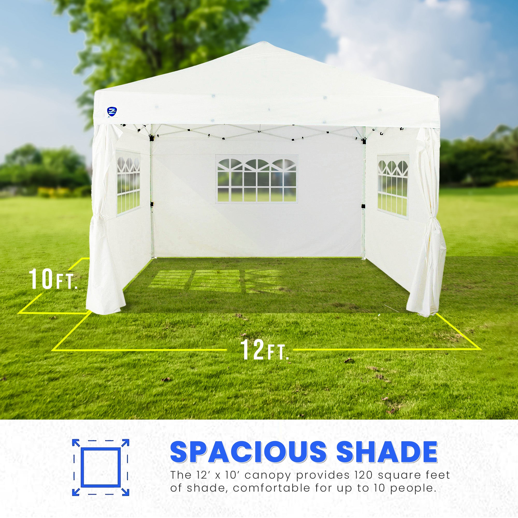 Z Shade Venture 12x10 Lawn & Event Pop Up Canopy, White (Open Box) - VMInnovations