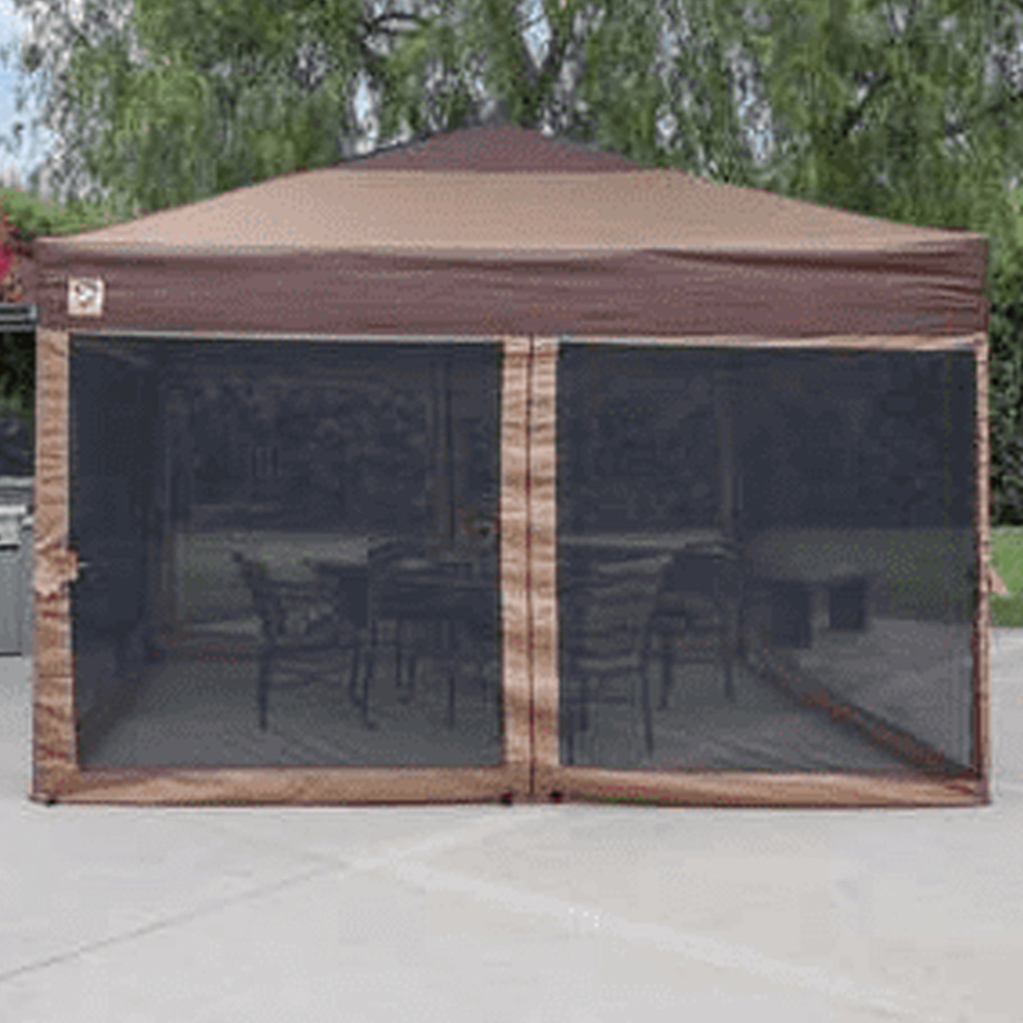 Z Shade Mesh Wall Screen Room Attachment for 12 x 12 Foot Outdoor Canopy, Tan - VMInnovations