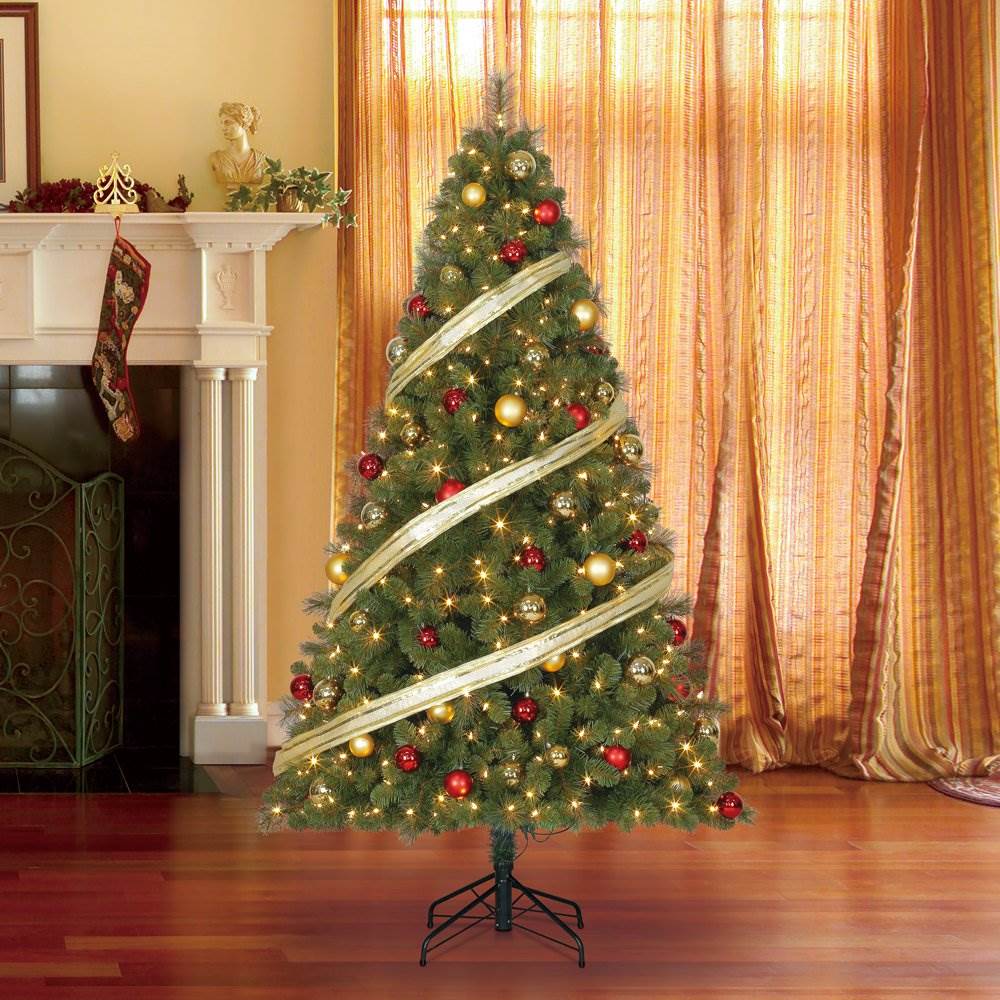 Home Heritage Cascade 7' Artificial Pine Pre Lit Christmas Tree & Storage Bag