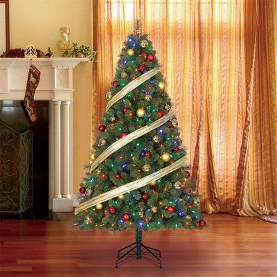 Home Heritage Cascade 7' Artificial Pine Pre Lit Christmas Tree & Storage Bag