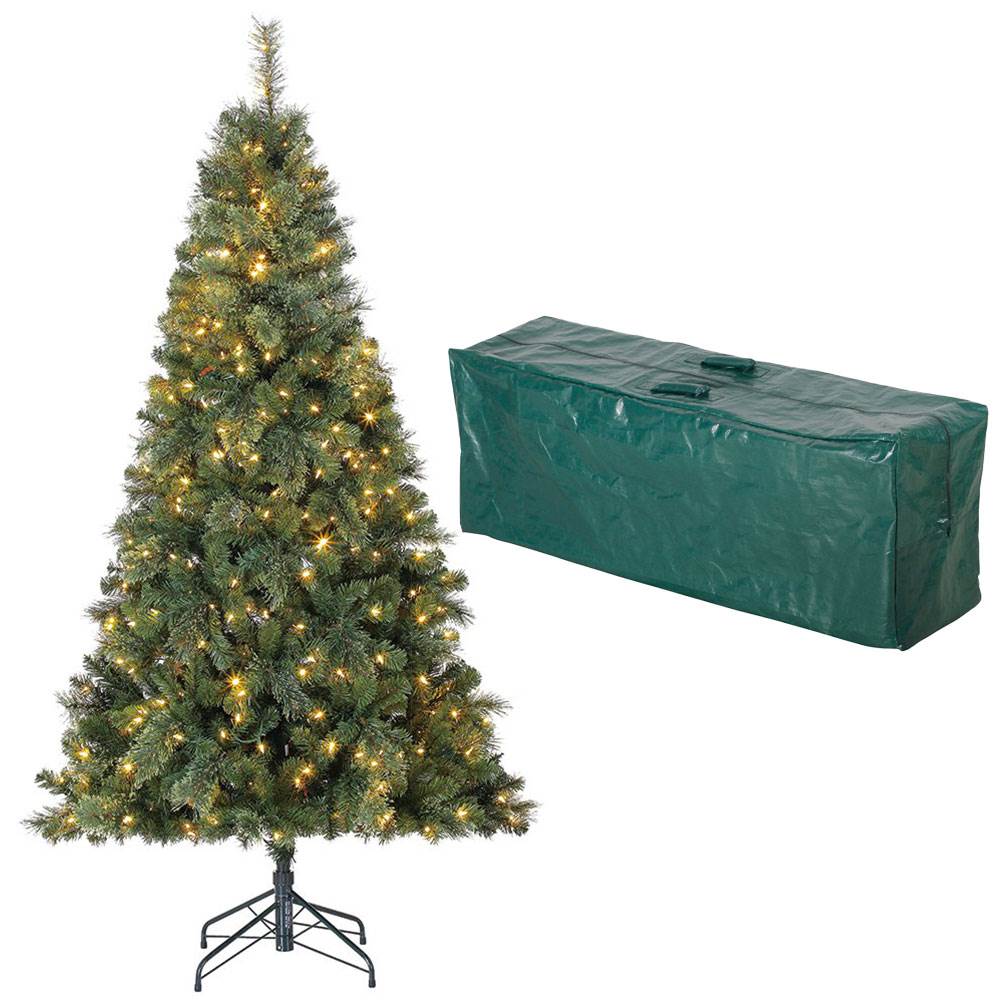 Home Heritage 7 Foot Cascade Cashmere Pre Lit Christmas Tree and Storage Bag