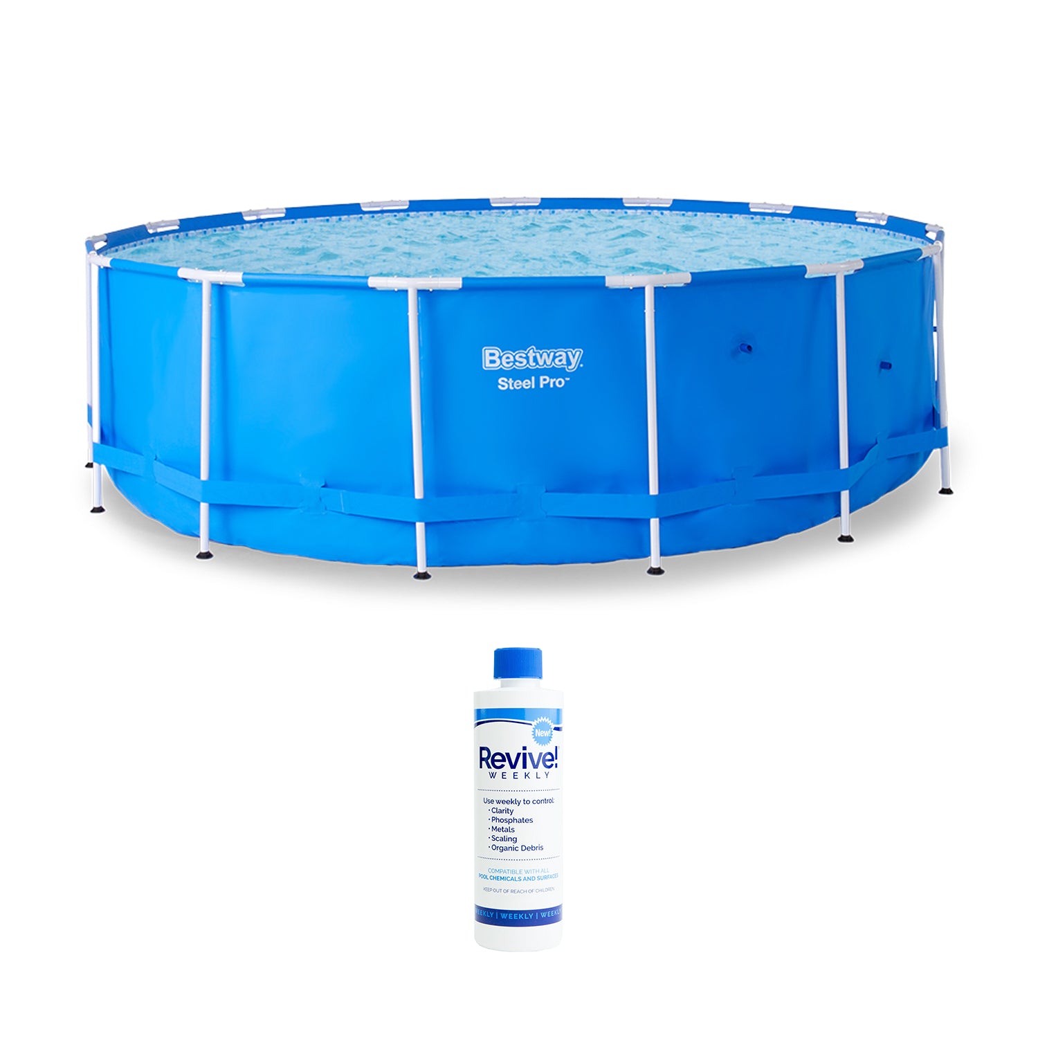 Bestway Steel Pro 15-Foot x 48" Round Frame Above Ground Swimming Pool (No Pump) - VMInnovations