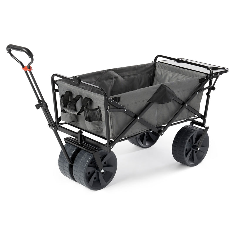 Mac Sports Collapsible All Terrain Beach Utility Wagon Cart with Table, Grey