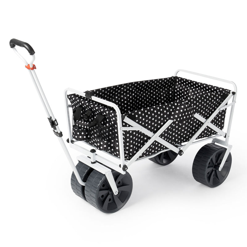 Mac Sports Heavy Duty All Terrain Folding Beach Wagon, Black Dots (Open Box)