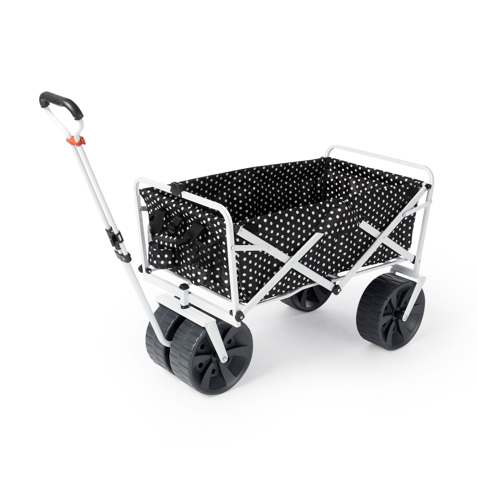 Mac Sports Collapsible All Terrain Beach Utility Wagon Cart w/ Table, Black Dots - VMInnovations
