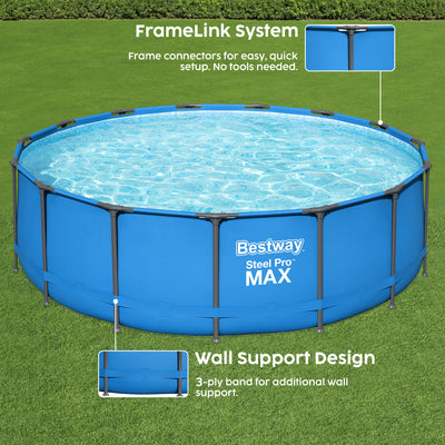 Bestway 15-Foot x 48" Round Frame Above Ground Swimming Pool(No Pump) (Open Box)