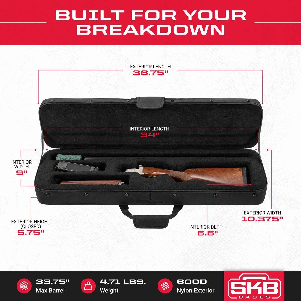 SKB Canvas Exterior and EPS Interior Hybrid Breakdown Shotgun Case (Open Box)
