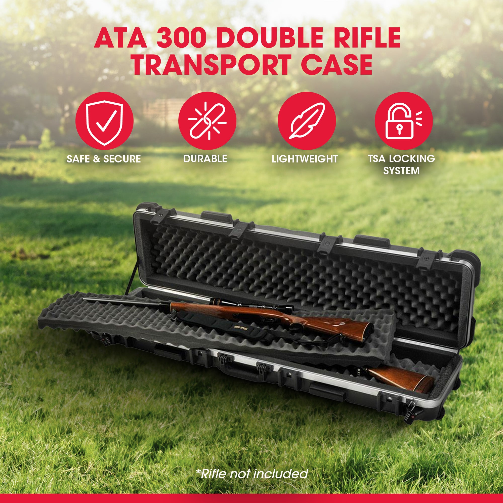 SKB Cases ATA 300 Hard Exterior Waterproof Double Rifle Transport Case(Open Box) - VMInnovations