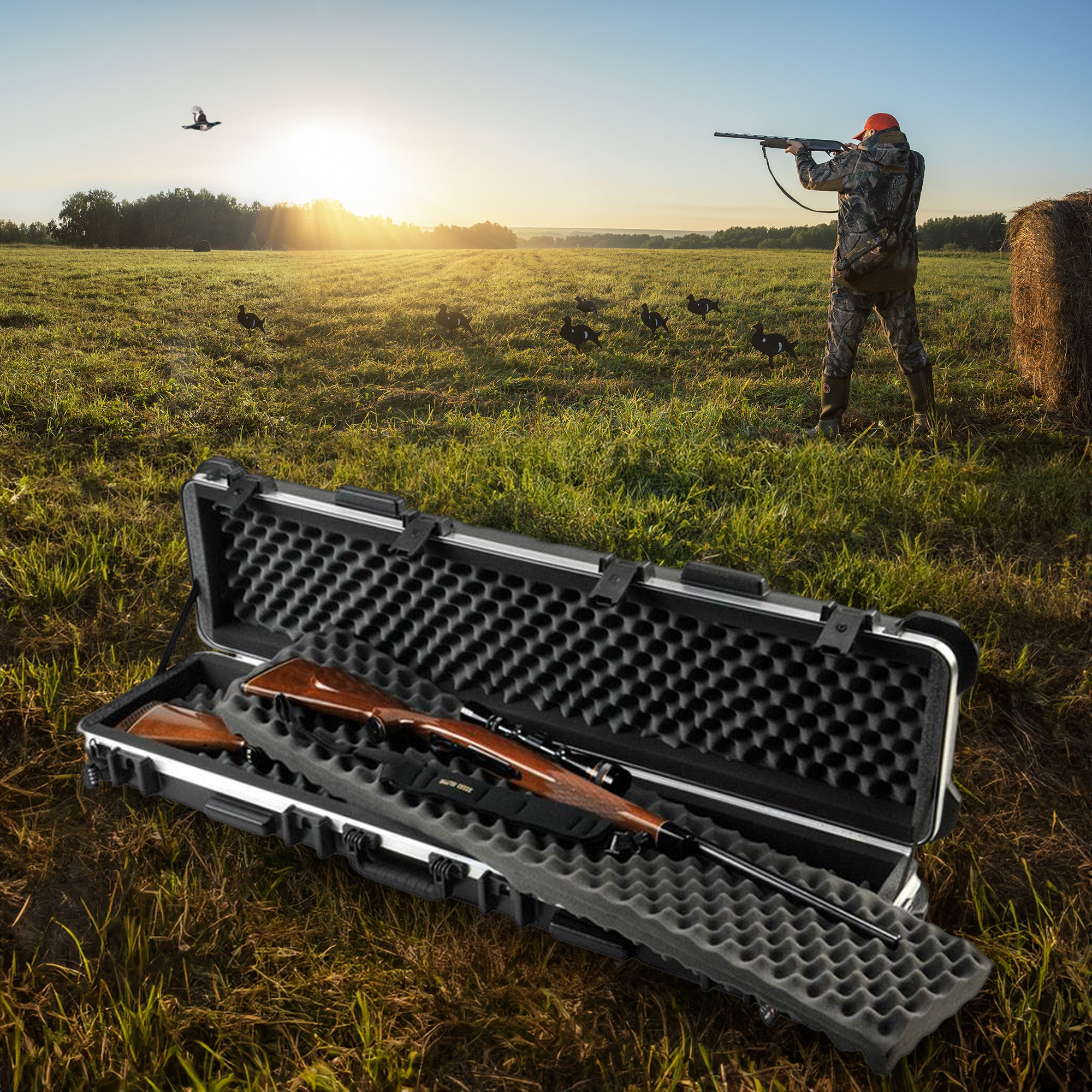 SKB Cases ATA 300 Hard Exterior Waterproof Double Rifle Transport Case(Open Box) - VMInnovations