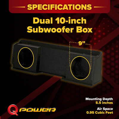 QPower Dual 10" Sub Box for Chevy Silverado & GMC Sierra XCab Classic 1999-2006 - VMInnovations