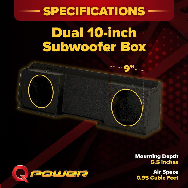 QPower Dual 10" Sub Box for Chevy Silverado & GMC Sierra XCab Classic 1999-2006