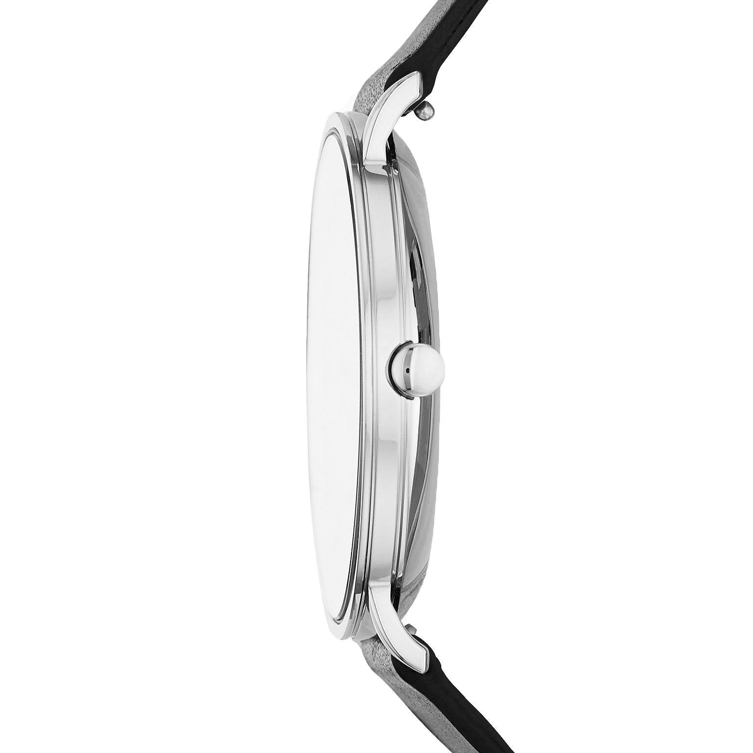 Skagen Hagen 2 Hand Mens Watch w/ Black Strap & Mother of Pearl Face (Open Box)