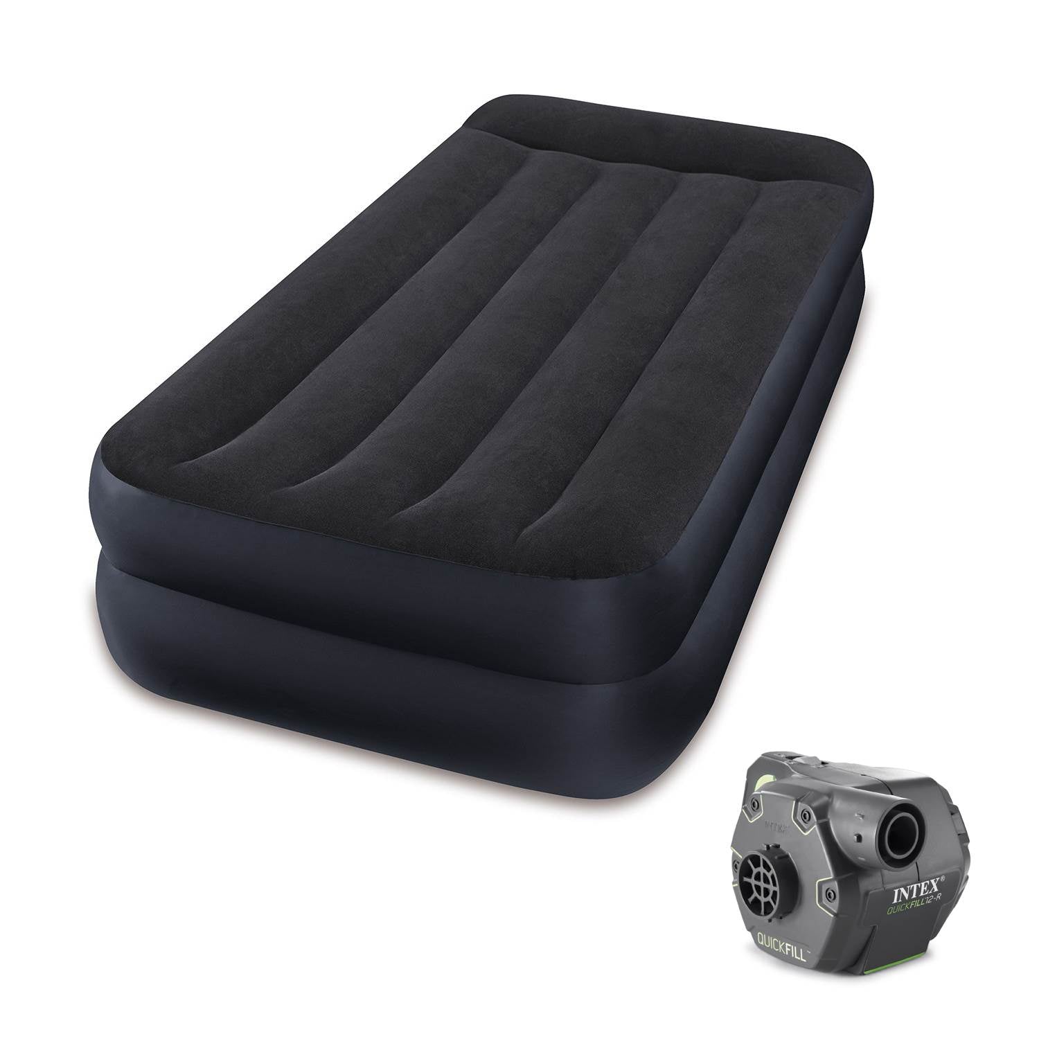 Intex Dura-Beam Air Mattress Bed w/ Built In Pump, Twin & 120 Volt Cordless Pump