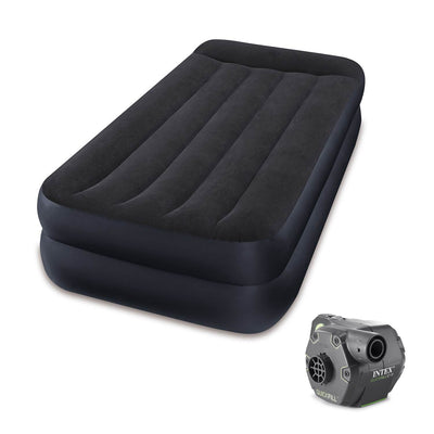 Intex Dura-Beam Air Mattress Bed w/ Built In Pump, Twin & 120 Volt Cordless Pump