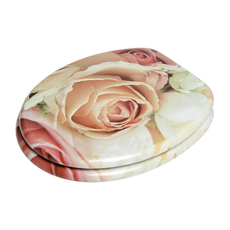 Round Soft Close Molded Wooden Adjustable Toilet Seat, Pink Rose (Used)