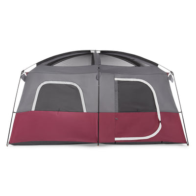 CORE Straight Wall 14 x 10 Foot 10 Person Cabin Tent with 2 Rooms & Rainfly, Red