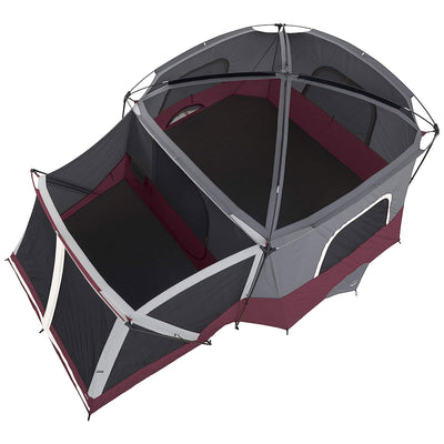 CORE 40072 11-Person Family Camping Cabin Tent with Screen Room, Red (Open Box) - VMInnovations