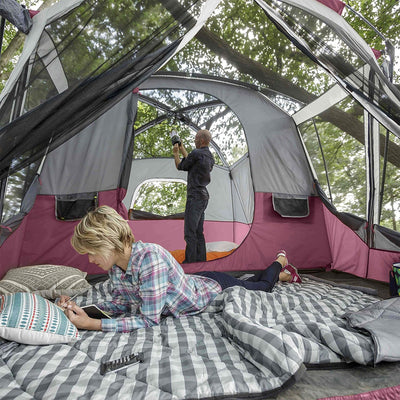 CORE 40072 11-Person Family Camping Cabin Tent with Screen Room, Red (Open Box) - VMInnovations
