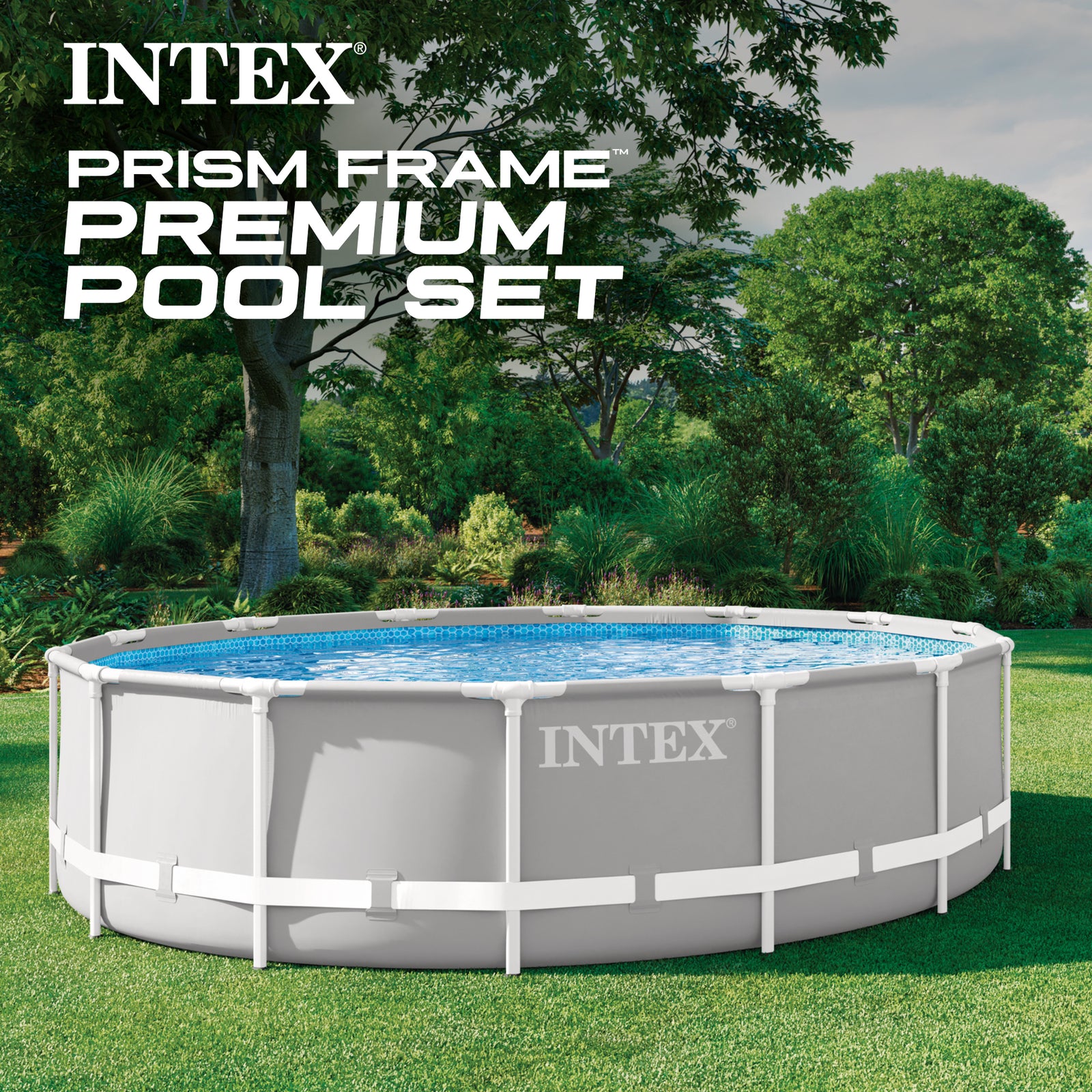 Intex 26719EH 14ft x 42in Prism Frame Above Ground Swimming Pool with Pump - VMInnovations