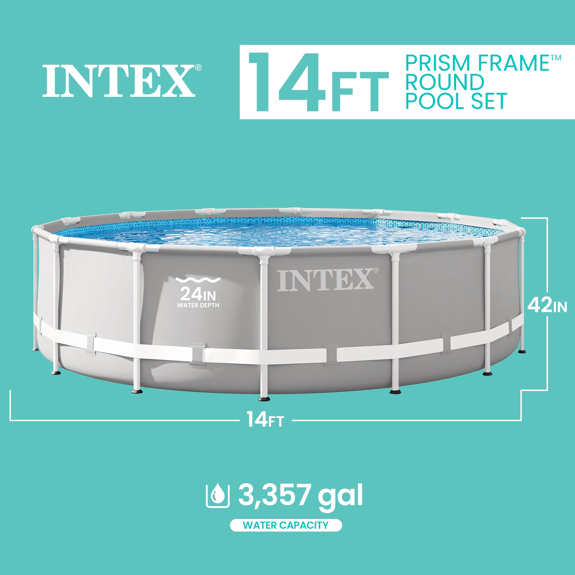 Intex 14 Foot x 42-Inch Prism Frame Swimming Pool Set (Open Box)