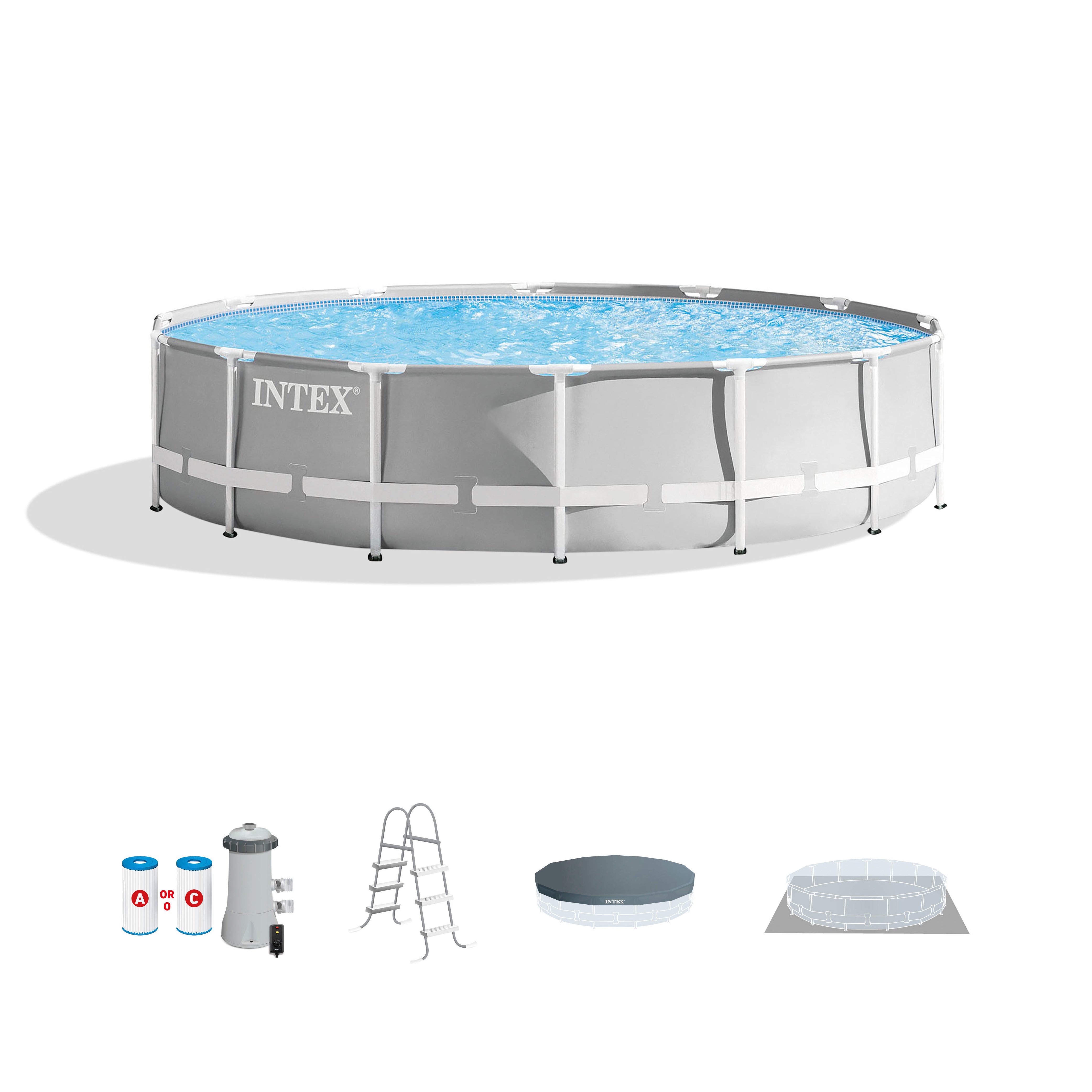 Intex 26719EH 14ft x 42in Prism Metal Frame Above Ground Pool with Pump(Damaged)