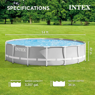 Intex 14ftx42in Prism Frame Above Ground Swimming Pool Set w/Filter (For Parts)