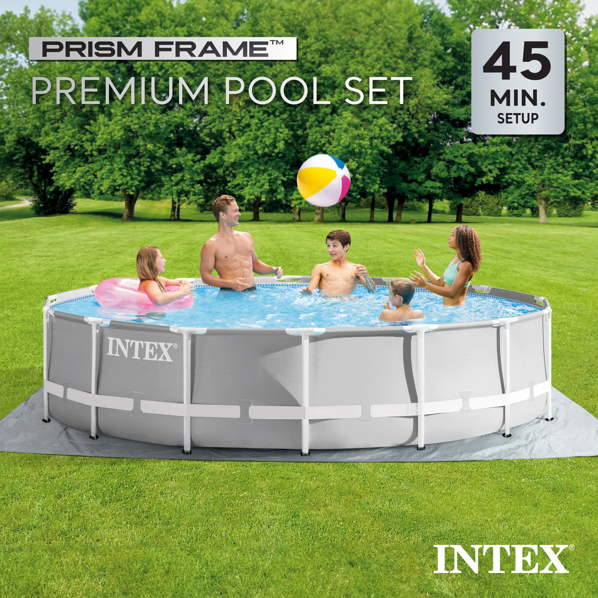 Intex 14 Foot x 42 Inch Prism Frame Above Ground Swimming Pool Set with Filter (Refurbished)
