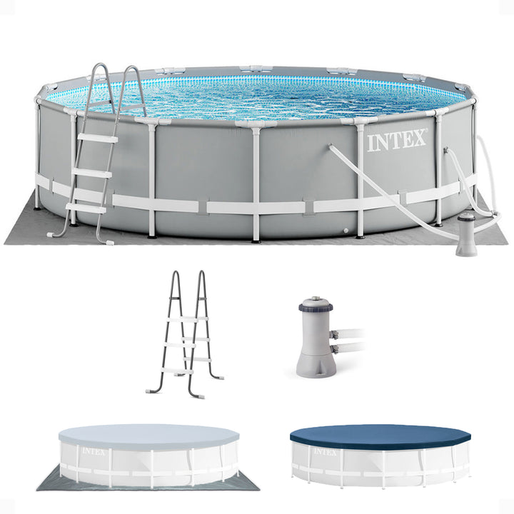 Intex 14 Foot x 42 Inch Prism Frame Above Ground Swimming Pool Set (Used)
