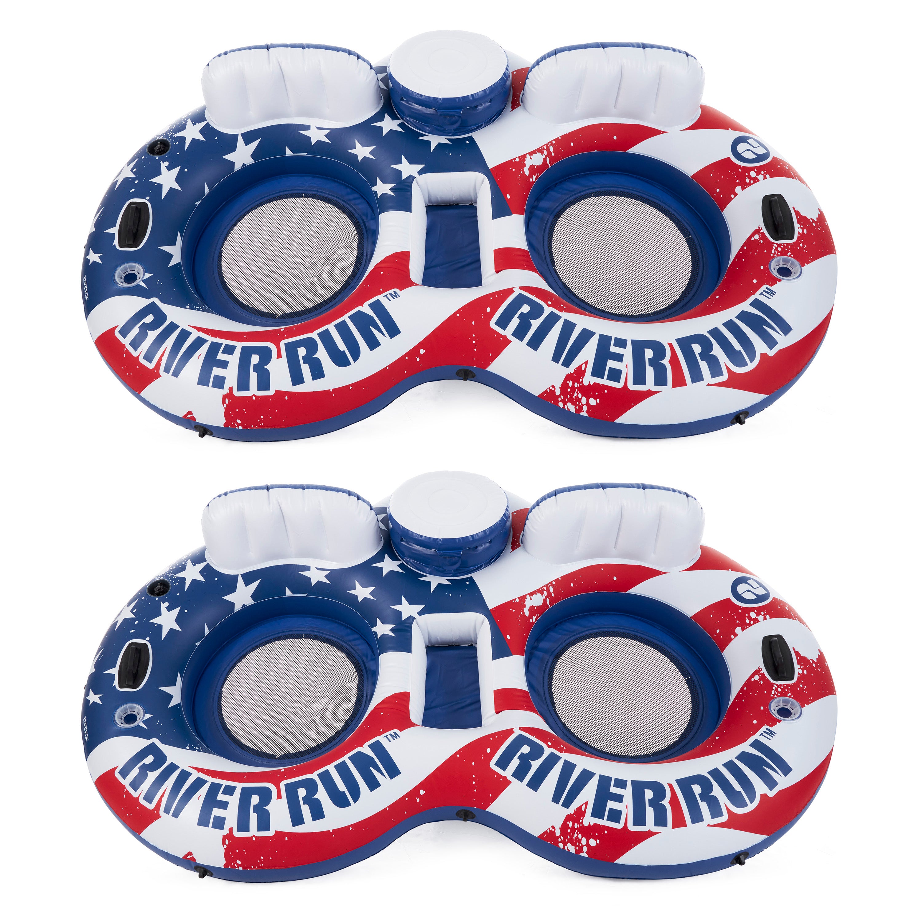 Intex 56855VM Inflatable American Flag 2 Person Pool Float with Cooler (2 Pack) - VMInnovations