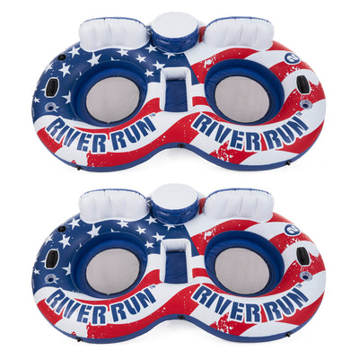 Intex 56855VM Inflatable American Flag 2 Person Pool Float with Cooler (2 Pack) - VMInnovations