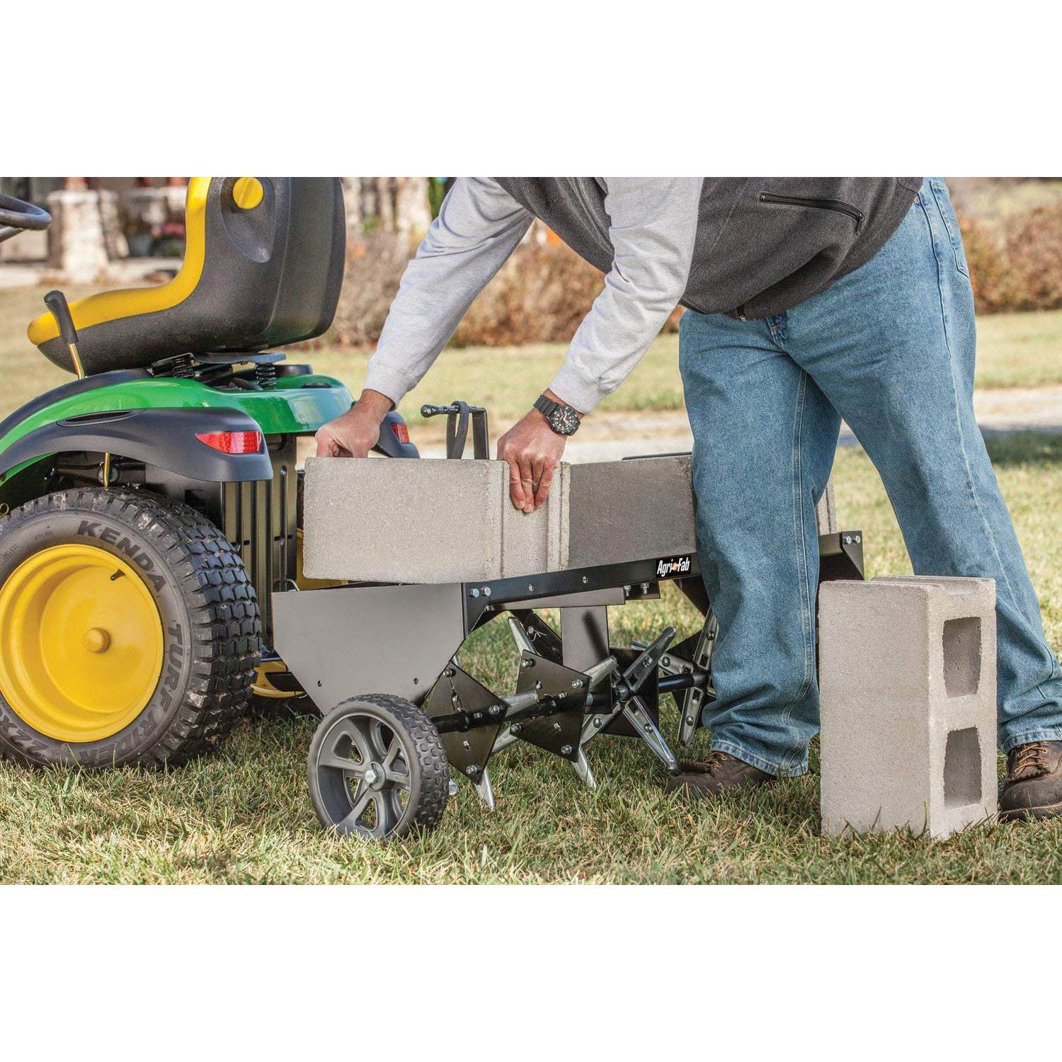 Agri-fab 40 Inch Pull Behind Plug Aerator for Aerating Lawns and Grass(Open Box)